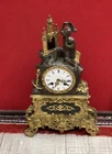 Beautiful antique gold clock with moldings - 36 centimeters