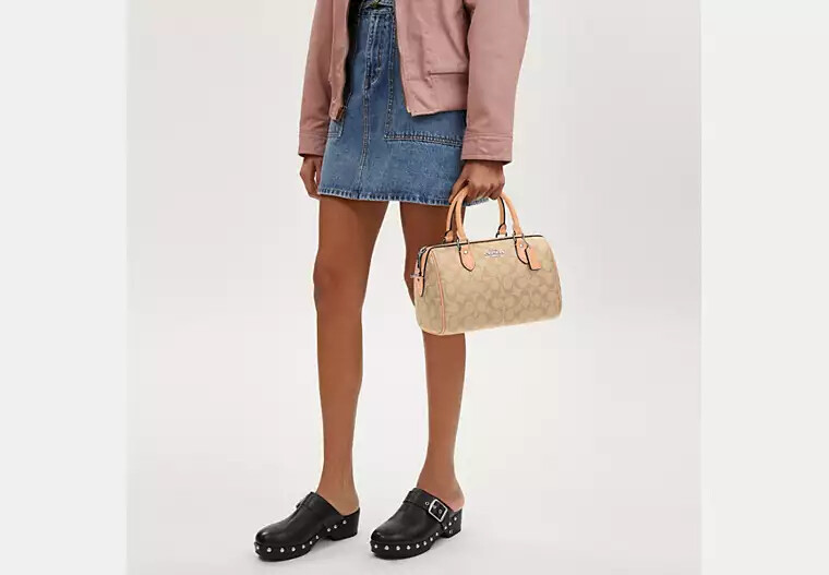 コーチ / ROWAN SATCHEL / ライトカーキ チョーク コーチ COACH シグネチャー ローワン サッチェル ショルダー