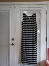 NWT JUST LOVE PLUS SIZE 3X BLACK & GREY🖤🤍🖤🤍 SUMMER FUN MAXI DRESS