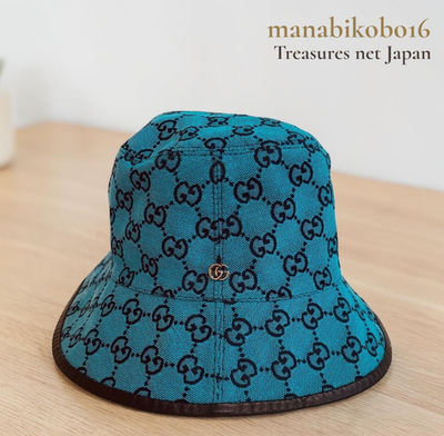 GUCCI GG canvas 656573 Fedora hat Bucket hat blue canvas unisex
