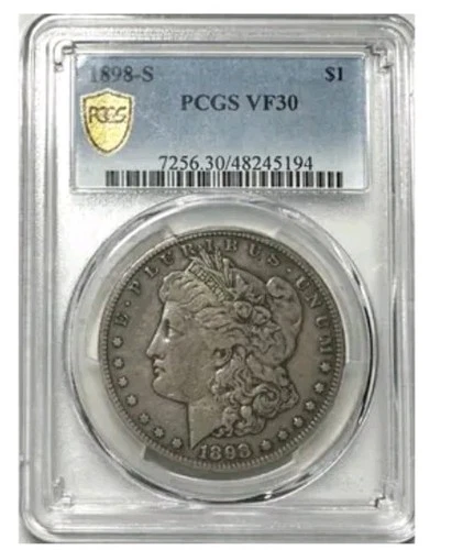 1898-S U.S. Silver Morgan $1 Dollar - PCGS Graded VF30 - Nice Dark Toning
