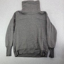 Alo Yoga Pullover Womens L Gray Turtleneck Sweatshirt Pockets Stretch Fleece