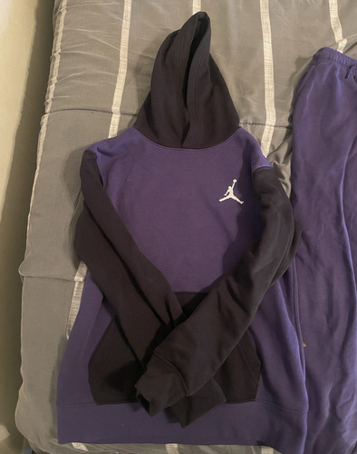 Jordan Boys Purple/Black Fleece Hooded Hoodie & Pants 2-Piece Set