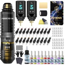POSEIDON Tattoo Pen Kit Gun with 2pcs Batteries Black