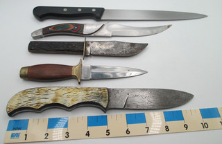Lot of Five Fixed Blade Knives Colonial Wusthof & 3 Unbranded