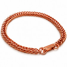 Pure Solid Copper Double Curb Cuban Chain Bracelet 7 7/16 in 11g Push Lock Fift