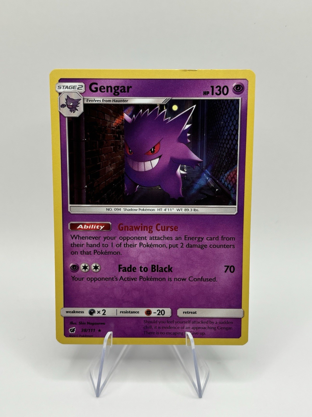 Pokémon TCG Gengar Holo Rare 38/111 SM Crimson Invasion ENG 2017 LP