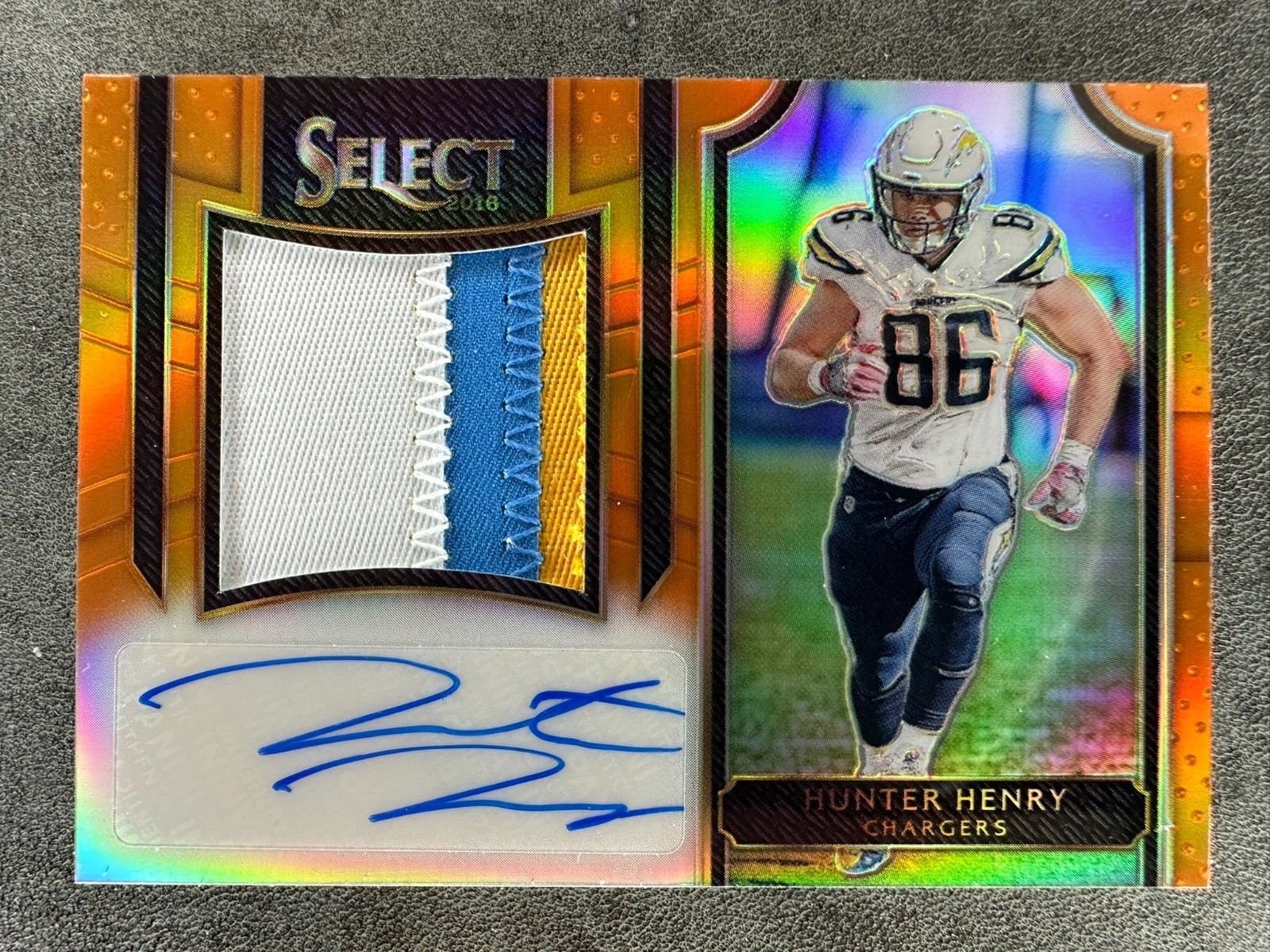 Hunter Henry Panini Select Rookie Jumbo Signature Swatch #JSHH Orange