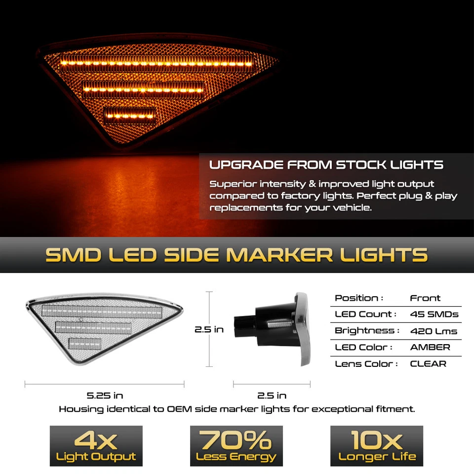 Chrome FULL LED Side Marker Lights For 2008-2017 Kenworth T660 T170 T270 T370 - Image 2 of 4