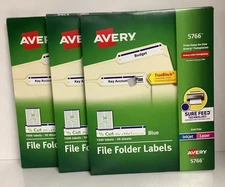 3 packs (4500 total labels) AVERY 5766 File Folder Labels 1/3 cut (2/3x3-7/16)