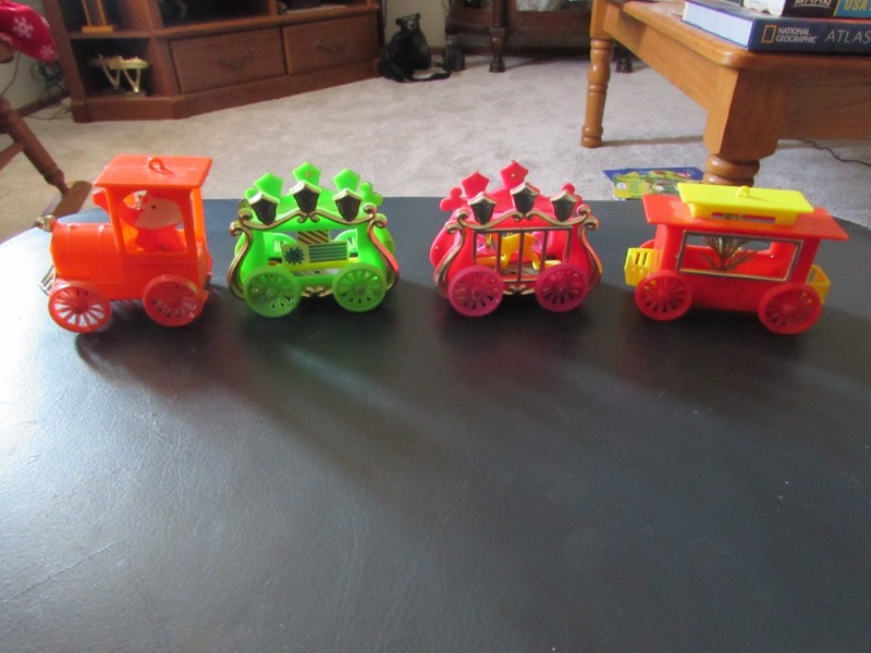 Vintage Doubl Glo Christmas Train Ornaments MCM Missing Hangers