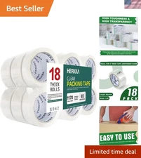 18 Rolls of Heavy-Duty Clear Packing Tape - Durable & Easy to Use for Shipping