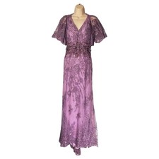 Mac Duggal Flutter Sleeve Long Formal Evening Gown Lilac Purple 67493 Size 10