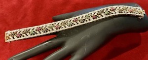 Authentic LOVELY 925 GOLD PLATED BEAUTIFUL BRACELET TINY FLOWERS RED GREEN BLUE JEWELED 7”