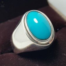 Elegant Neyshabur Turquoise Ring for Men – Sterling Silver Statement Jewelry