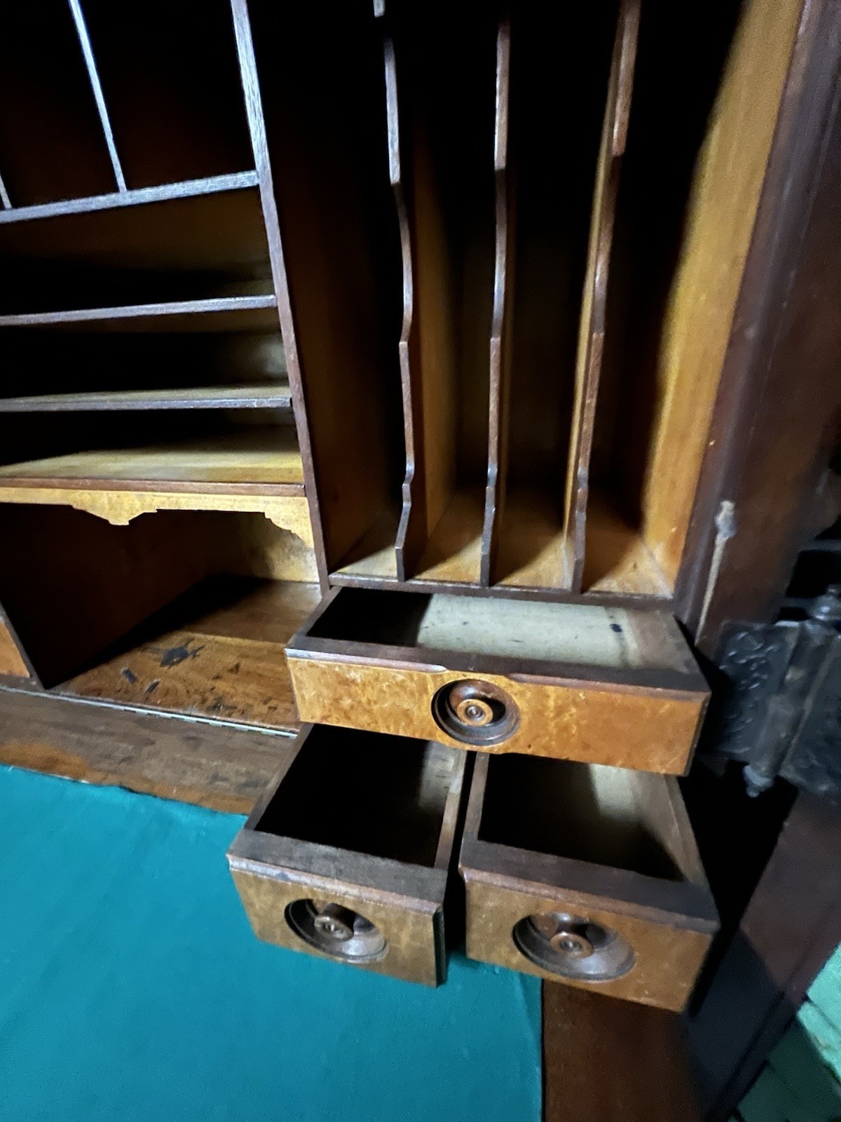 Antique 19th C. WOOTON DESK - STANDARD GRADE BURL WALNUT PATENT PAT