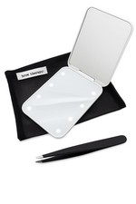 LED Lighted Compact Mirror  Tweezer Set   1x/3x Magnification, Battery Opera...