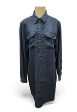 Polo Ralph Lauren Women's Solid Shirt Dress Black Roll Tab Sleeve Size 10