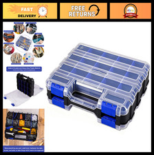 34-Compartment Small Parts Storage Organizer Box - Double-Sided Tool Case with R