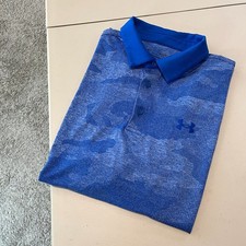 Under Armour Playoff Polo Shirt Mens Large Short Sleeve Golf Performance Blue