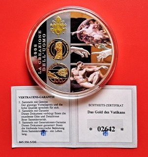 2008 Gigant Medaille Gold des Vatikans 100 Euro Cu vers. Swarovski 70 mm Michela