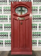STAINED GLASS FRONT DOOR ANTIQUE 1930s WOODEN RECLAIMED WOOD EXTERNAL ORIGINAL
