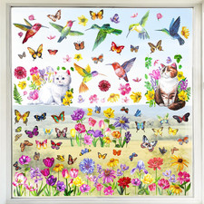 Flower Window Clings for Glass Windows Butterfly, 88pcs Window Clings Spring ...
