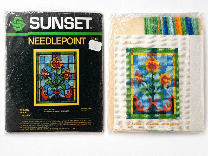 Vintage Tiffany Rose Sunset Needlepoint Longstitch