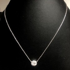 9867 Stella  Dot Sterling Silver 925 Flower Halo Pendant Necklace CZ 18" 3.7gr