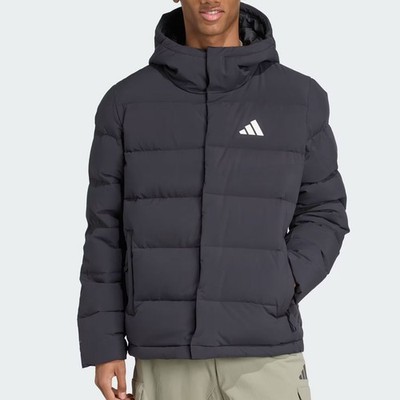 NEW ADIDAS MENS HELIONIC CLIMAWARM HOODED DOWN JACKET JN2099 BLACK ASIAN FIT