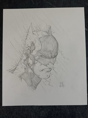 Batman Original Pencil Sketch Comic Art By V Ken Marion.  11x13