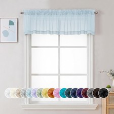 Sheer Valances for Windows 2 Pack, Small 42"W x 14"L Pack of 2 Sky Blue