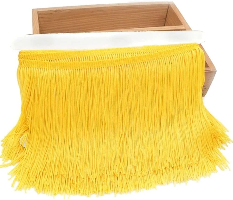 Seide Fransenborte 5m Gelb Dekoband Fransenquaste DIY Basteln Kleidung Zubehör - Bild 2 von 4
