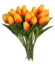 Artificial Flowers 10 Heads Mini Real Touch Artificial Tulip for Home Wedding...