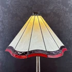 Vintage Cream Red Border Tiffany Style 14” Stained Glass Table Lamp Shade Studio