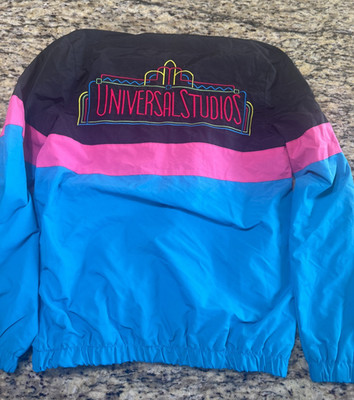 Universal Studios Windbreaker Jacket Small Retro Colorblock Neon LogoY2K