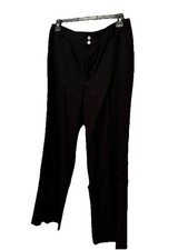 CHAPS • Women’s 100% Linen Wide Leg Trouser Pant | Size 12 Black
