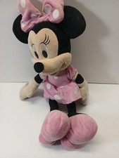 Big Minnie Mouse Plush 18  Authentic Originals Disney Parks Pink Dress White Dot