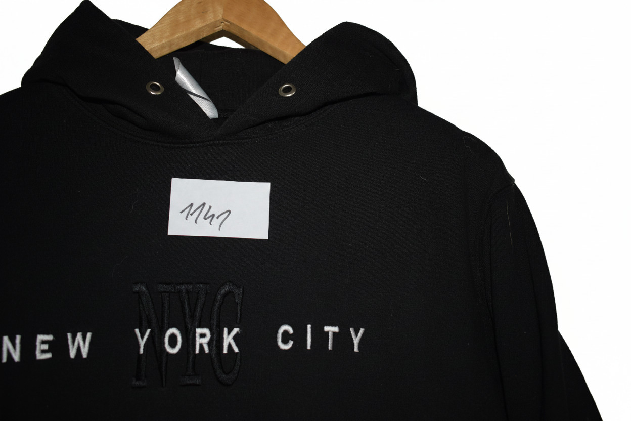 NEW YORK CITY" Black Hoodie with Tonal NYC Embroidery - Men's M image 4