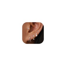 Gold Stud Earrings for Women, 6 Pairs 14K Hypoallergenic Cartilage Earrings for