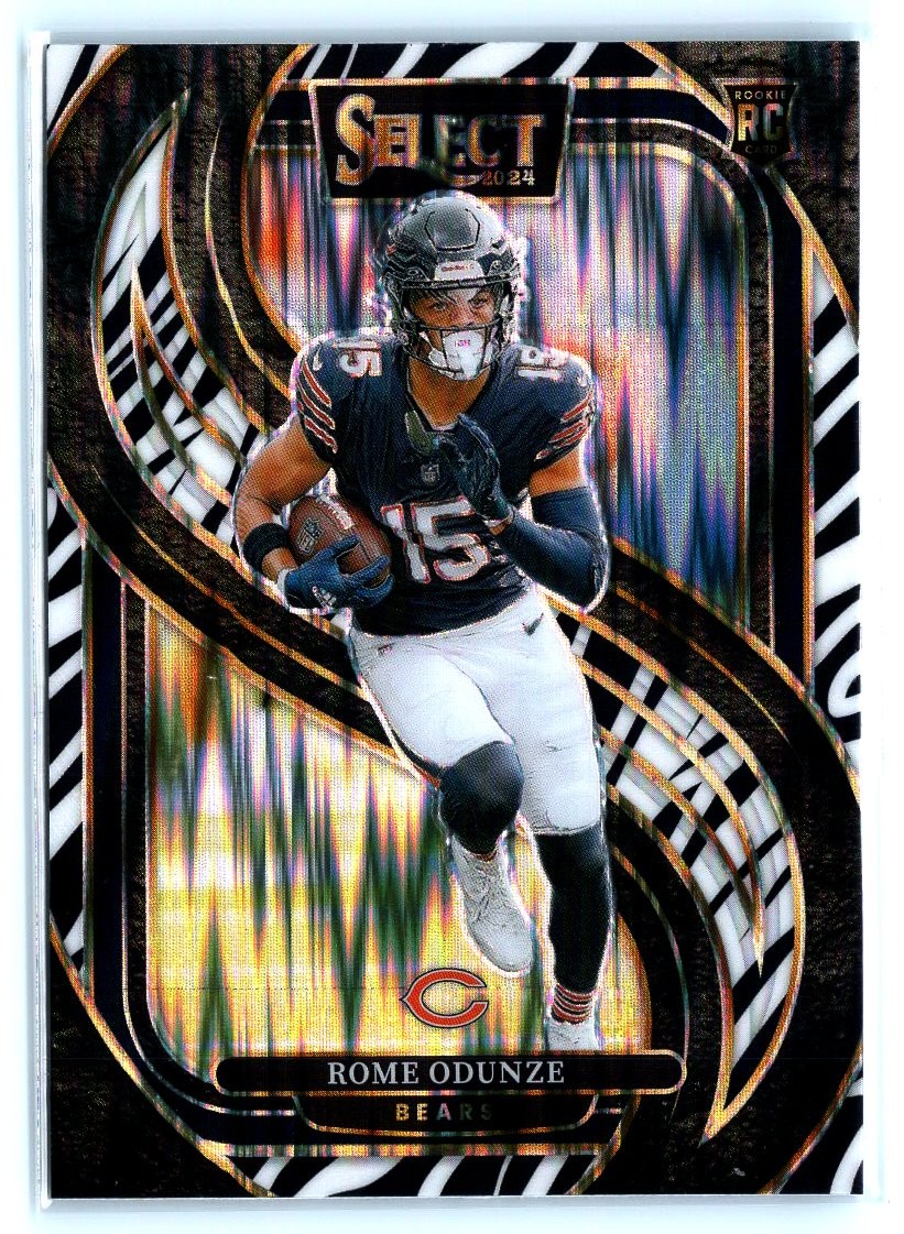 2024 Panini Select #136 Rome Odunze Zebra Prizm Premier RC