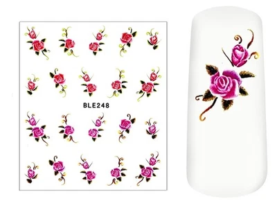 MARKENLOS Nail Art Sticker Rosen BLE248 Water Decals Nagelsticker Nägel Nageldesign