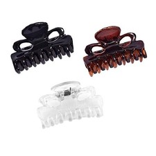 Parcelona French Petite Very Small 1" Set of 3 Hair Claws Black-Shell-Clear 