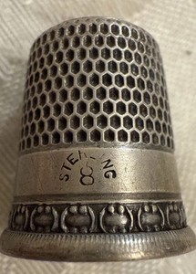 Vintage Sterling Silver Thimble ~ size 8”