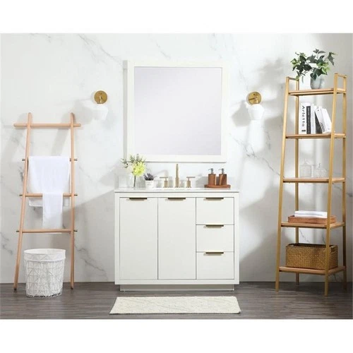 Elegant Decor Blake 42" MDF Single Bathroom Vanity with Backsplash in White - Picture 6 of 8