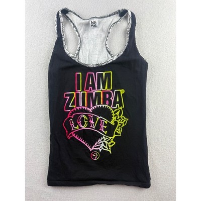 Zumba Wear Womens Spicy Small Black Neon Graphic Tattoo Print Racerback Tank Top
