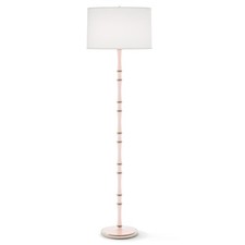 Robert Abbey Kane 1Lt Floor Lamp, Rose Water/Nickel/Ascot White Shade - RW74