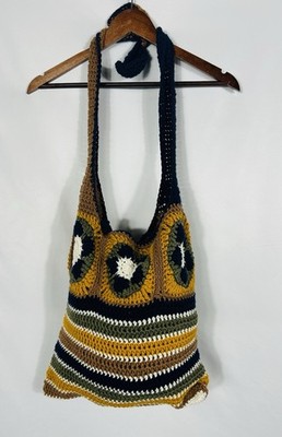 Hand Knit Crochet Large Hobo Bag Boho Hippie Festival Coachella Indie Earthy Y2K