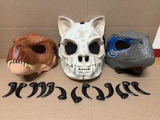 Dinosaur Cat Masks Lot Of 3, Moving Jaws, Fur...