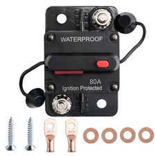 80 Amp Waterproof Inline Fuse Circuit Breaker with Manual Reset for Marine Boat